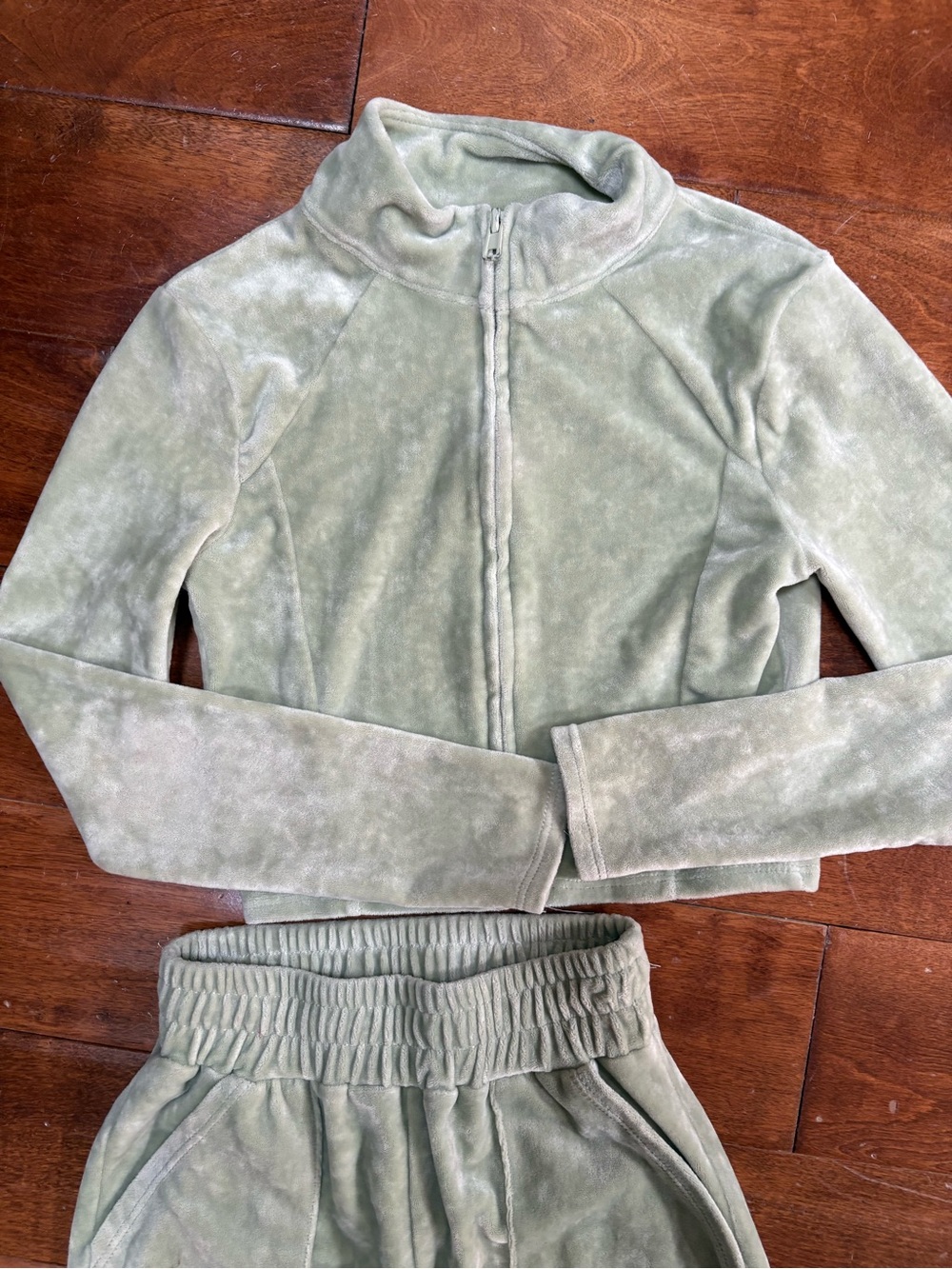 Tiger Friday Kids Velour Wide-Leg Jogger Set - Sage Green XL - Picture 2 of 5